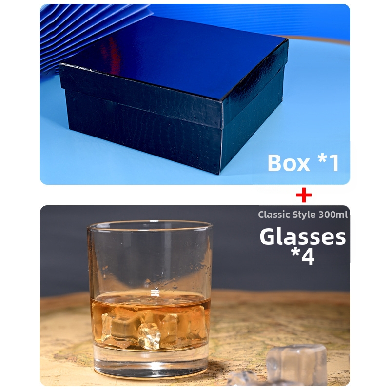Krištáľové poháre na whisky (4 ks, 301–400 ml, darčekové balenie, tlačené logo)