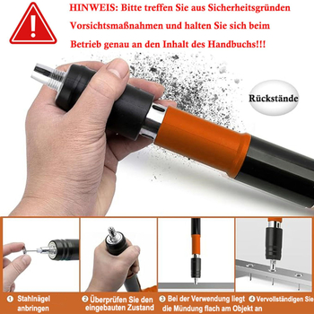 Мини пистолет за пирони – за закрепване в бетон и монтаж, скоби за климатик; серия Mini Gun Nail Gun, произход Германия, пазар Океания