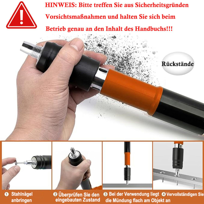 Мини пистолет за пирони – за закрепване в бетон и монтаж, скоби за климатик; серия Mini Gun Nail Gun, произход Германия, пазар Океания