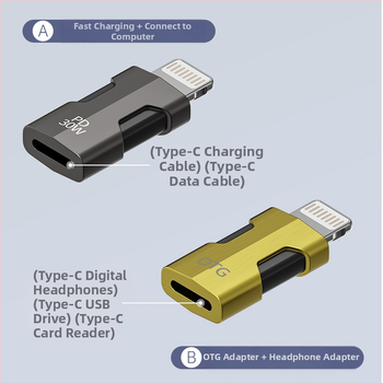 Αντάπτορας USB-C σε Apple για μεταφορά δεδομένων, PD30W γρήγορη φόρτιση, OTG ήχος — Μοντέλο 14069; Συμβατό με Android και Apple συσκευές