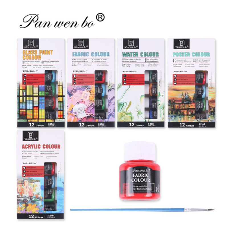 Pan Wenbo akvareļu krāsu komplekts, 12 krāsas, šķidrs pigments, 25 ml katrā tūbē, akvareļu gleznošanai