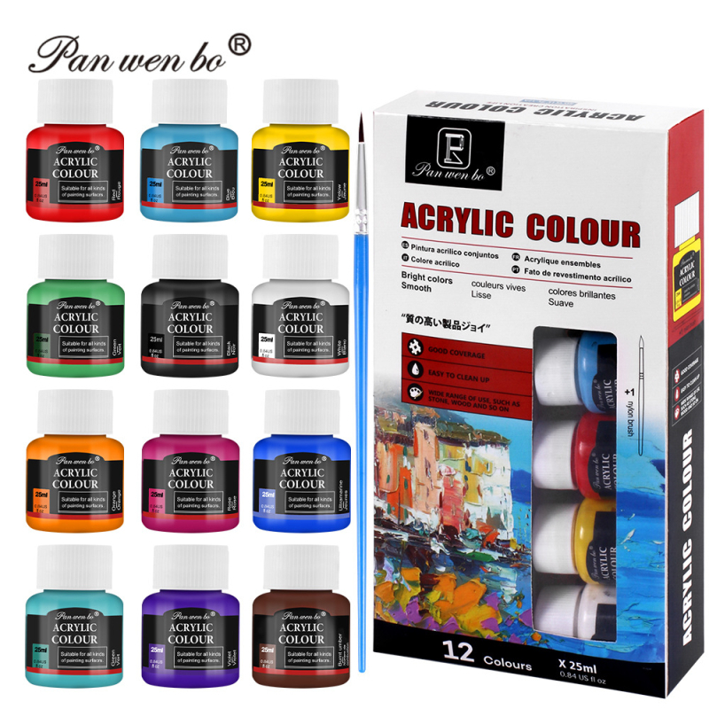 Pan Wenbo set akvarela, 12 boja, tekući pigment, 25 ml po bočici, za akvarelno slikanje