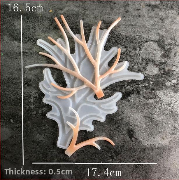 Silikoninė forma DIY kristalinių lašelių papuošalams — formos: fawn, branch, antler; tinka auskarams ir pakabukams