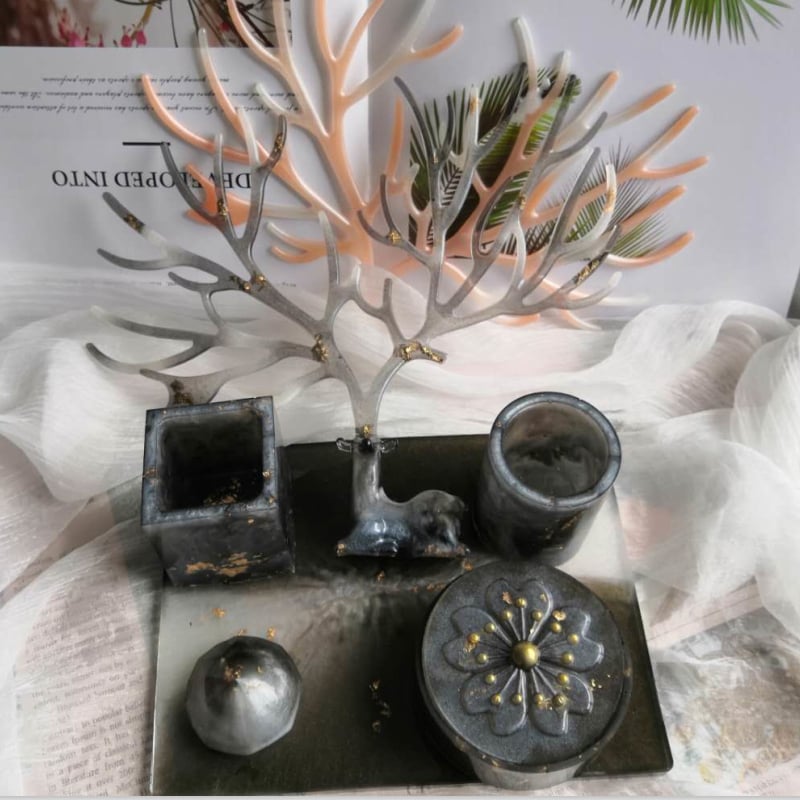 Μορφή σιλικόνης για DIY κοσμήματα με κρυστάλλινες σταγόνες — σχέδια: fawn, branch, antler; κατάλληλη για σκουλαρίκια και κρεμαστά
