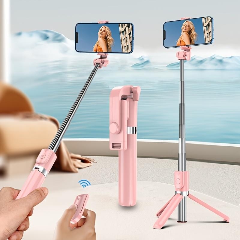 Bluetooth nuotolinio valdymo selfies lazda su įmontuotu apšvietimu, plastikinis korpusas, nešiojamas ištiestamas trikojis laikiklis išmaniesiems telefonams