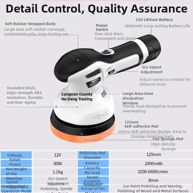 Bevielė automobilių poliravimo mašina, mažas ekscentrinis poliruotojas įbrėžimų taisymui – Hedeng, 36V