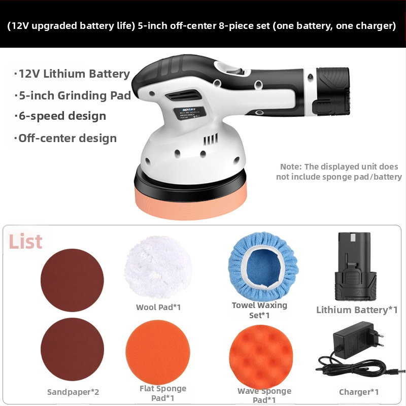 Bevielė automobilių poliravimo mašina, mažas ekscentrinis poliruotojas įbrėžimų taisymui – Hedeng, 36V