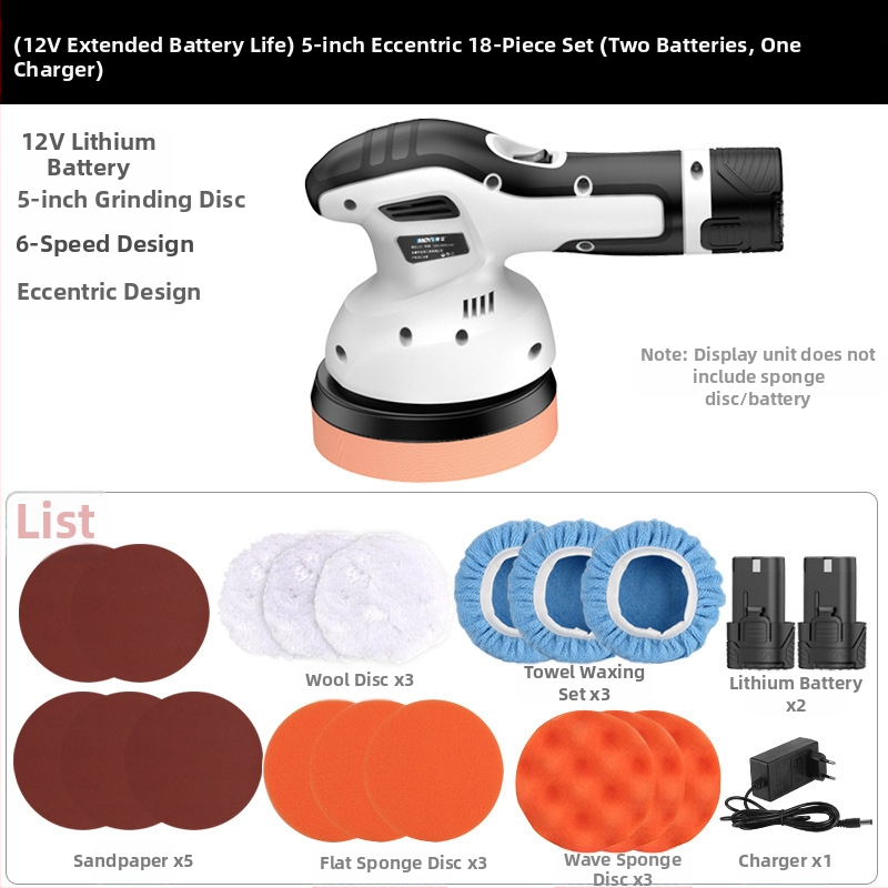 Bevielė automobilių poliravimo mašina, mažas ekscentrinis poliruotojas įbrėžimų taisymui – Hedeng, 36V