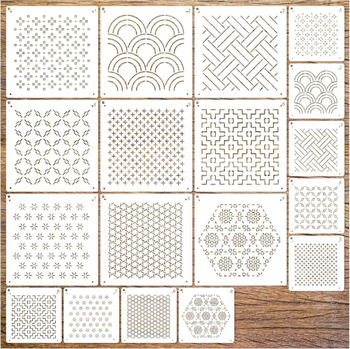 PET шаблони за изрязване за оцветяване — мултичастен комплект с различни форми (лотос, цифри и букви)