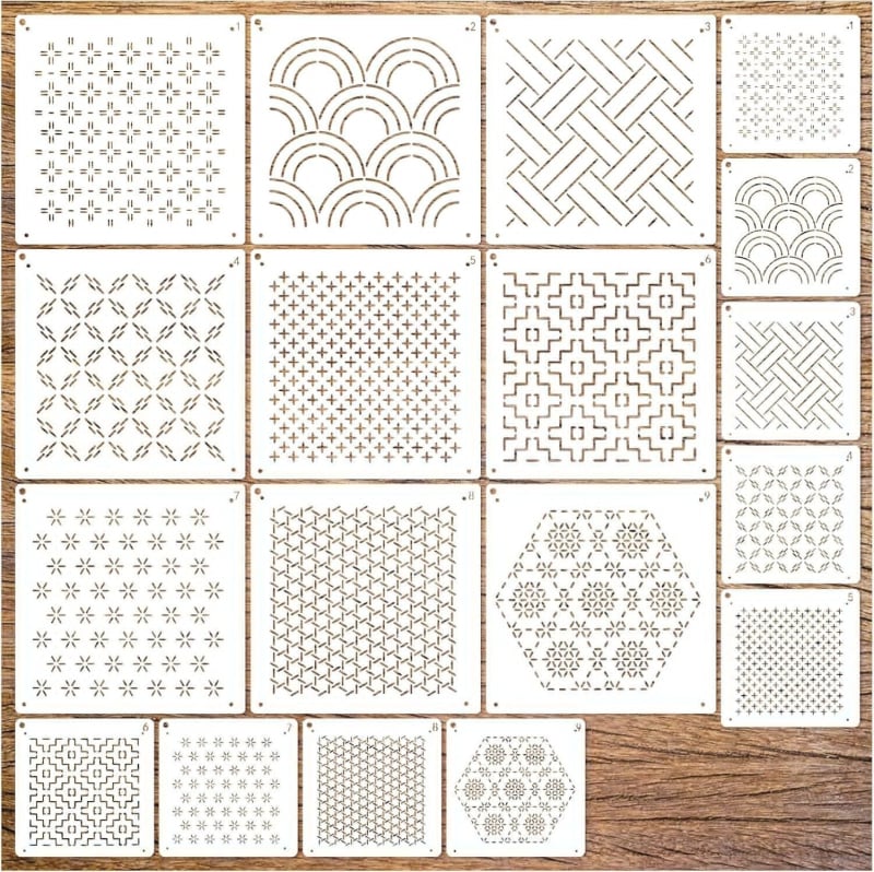 PET шаблони за изрязване за оцветяване — мултичастен комплект с различни форми (лотос, цифри и букви)