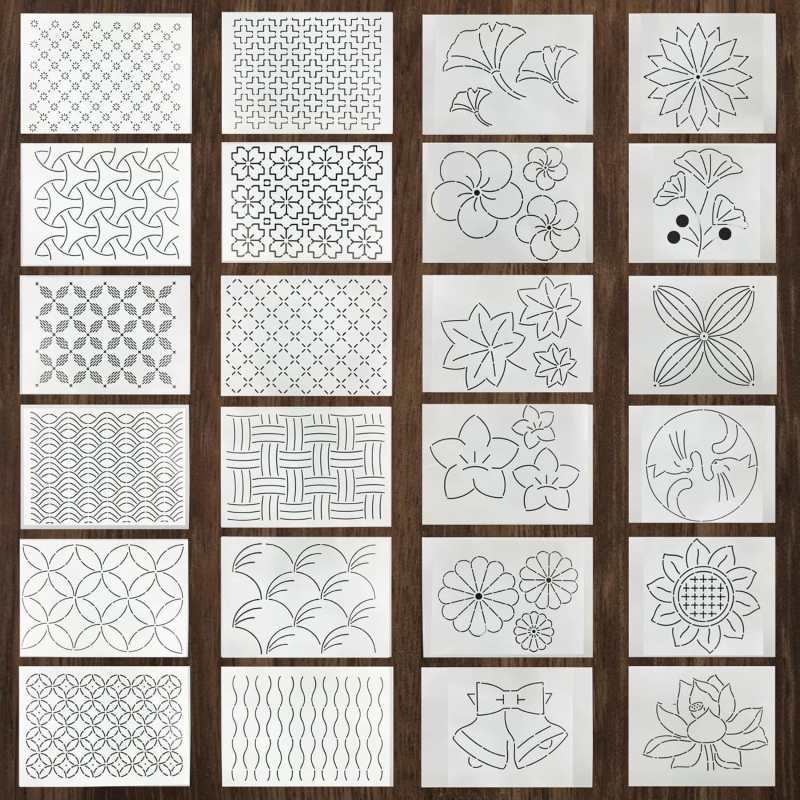 PET шаблони за изрязване за оцветяване — мултичастен комплект с различни форми (лотос, цифри и букви)