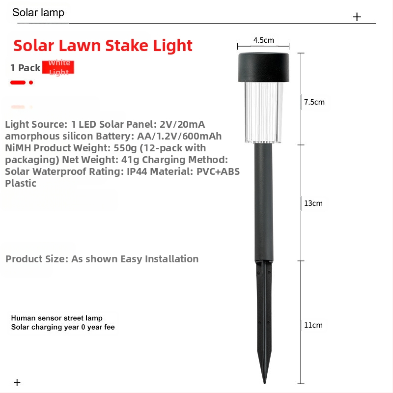 Solárna záhradná kolíková lampa – LED 2835, 1.2V, 6–12 h prevádzky, abstraktný tvar