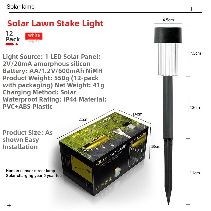 Solárna záhradná kolíková lampa – LED 2835, 1.2V, 6–12 h prevádzky, abstraktný tvar