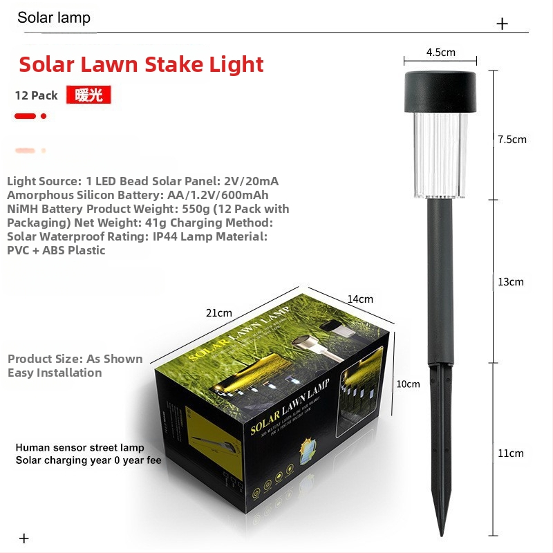 Solárna záhradná kolíková lampa – LED 2835, 1.2V, 6–12 h prevádzky, abstraktný tvar
