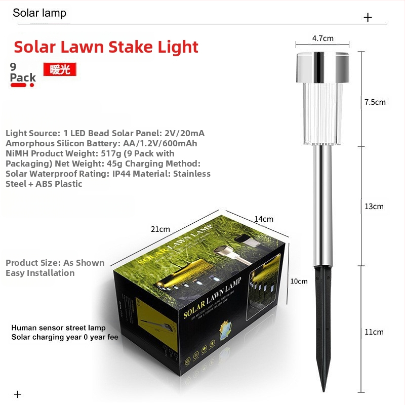 Solárna záhradná kolíková lampa – LED 2835, 1.2V, 6–12 h prevádzky, abstraktný tvar