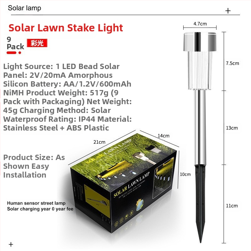 Solárna záhradná kolíková lampa – LED 2835, 1.2V, 6–12 h prevádzky, abstraktný tvar