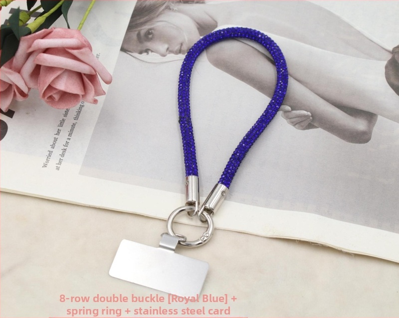 Lanyard pre mobil s kovovým príveskom a kovovou sponou, unisex, elastická bavlnená šnúrka