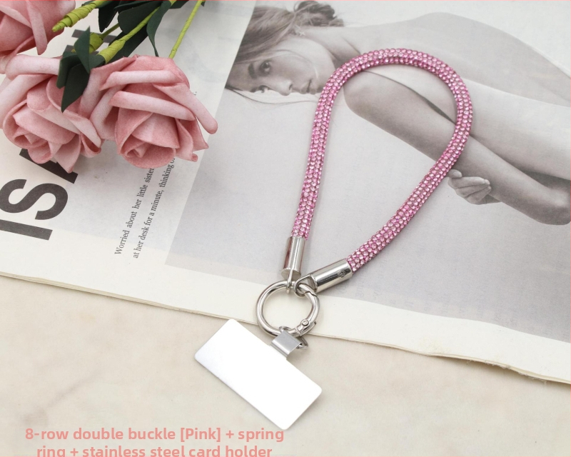 Lanyard pre mobil s kovovým príveskom a kovovou sponou, unisex, elastická bavlnená šnúrka