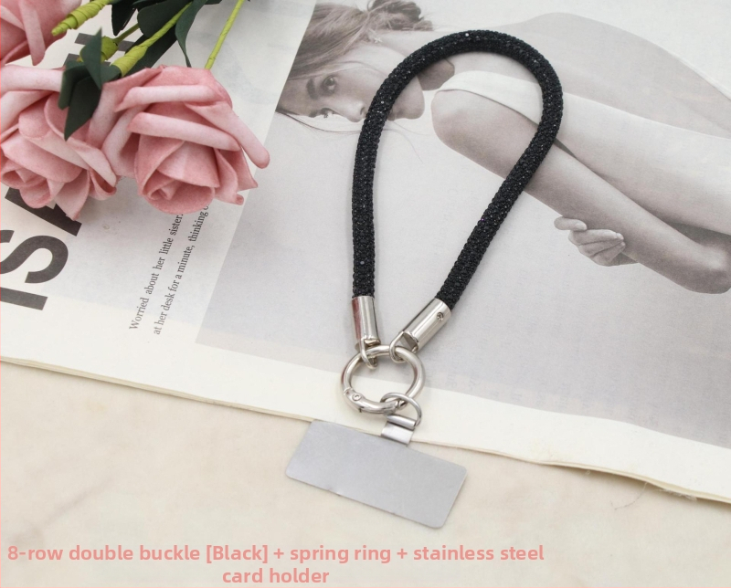 Lanyard pre mobil s kovovým príveskom a kovovou sponou, unisex, elastická bavlnená šnúrka