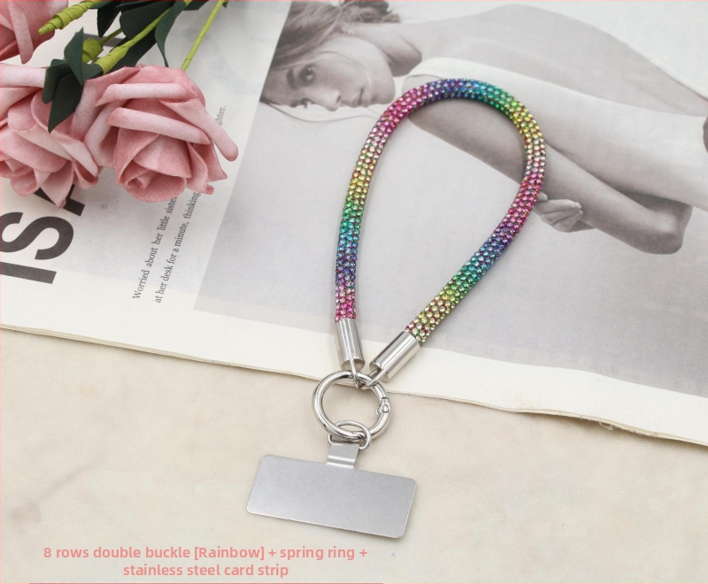 Lanyard pre mobil s kovovým príveskom a kovovou sponou, unisex, elastická bavlnená šnúrka