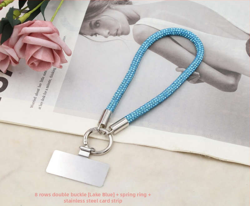 Lanyard pre mobil s kovovým príveskom a kovovou sponou, unisex, elastická bavlnená šnúrka
