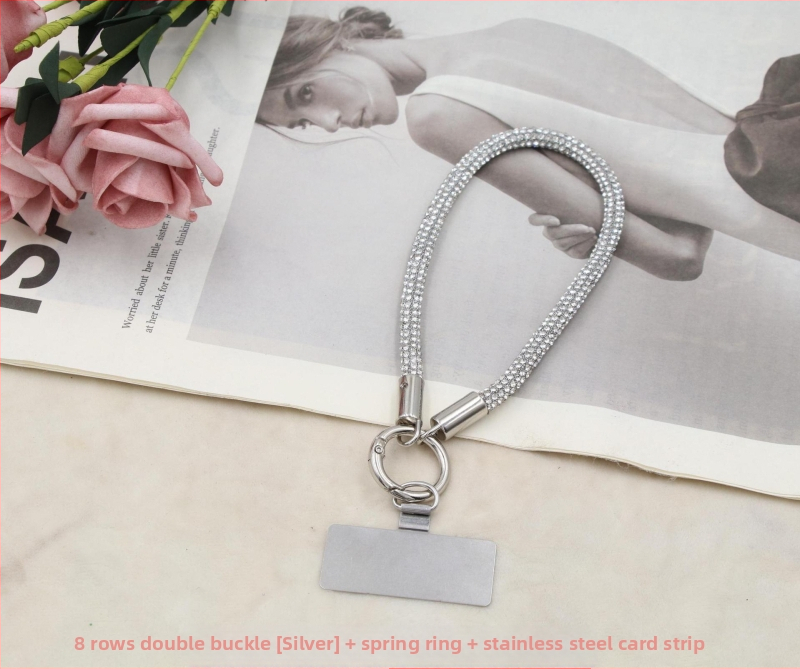 Lanyard pre mobil s kovovým príveskom a kovovou sponou, unisex, elastická bavlnená šnúrka