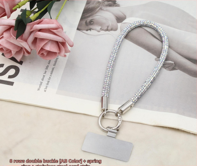 Lanyard pre mobil s kovovým príveskom a kovovou sponou, unisex, elastická bavlnená šnúrka