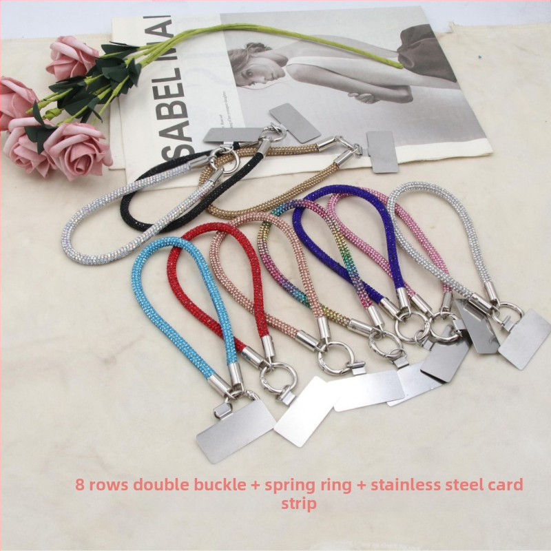 Lanyard pre mobil s kovovým príveskom a kovovou sponou, unisex, elastická bavlnená šnúrka