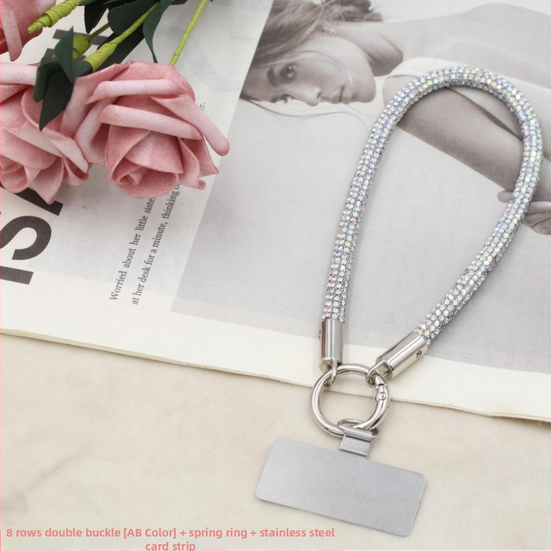 Lanyard pre mobil s kovovým príveskom a kovovou sponou, unisex, elastická bavlnená šnúrka