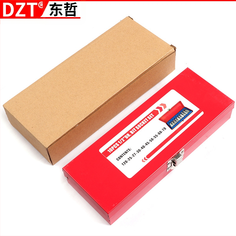 Пневматичен авторемонтен комплект гнезда, 12 части, набраздени повърхности, MF марка, инструментална стомана S2, матово покритие