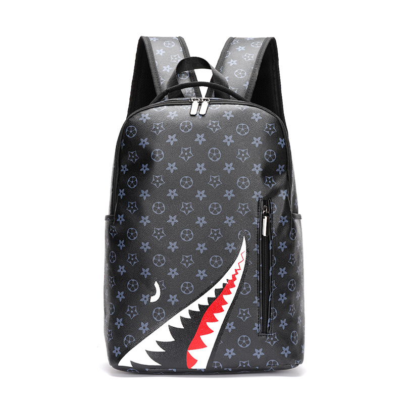 Universali kuprinė su ryklio motyvu, PU medžiaga, vandeniui atspari, talpa 20–35 L, tinka 15 colių nešiojamam, dryžių raštas