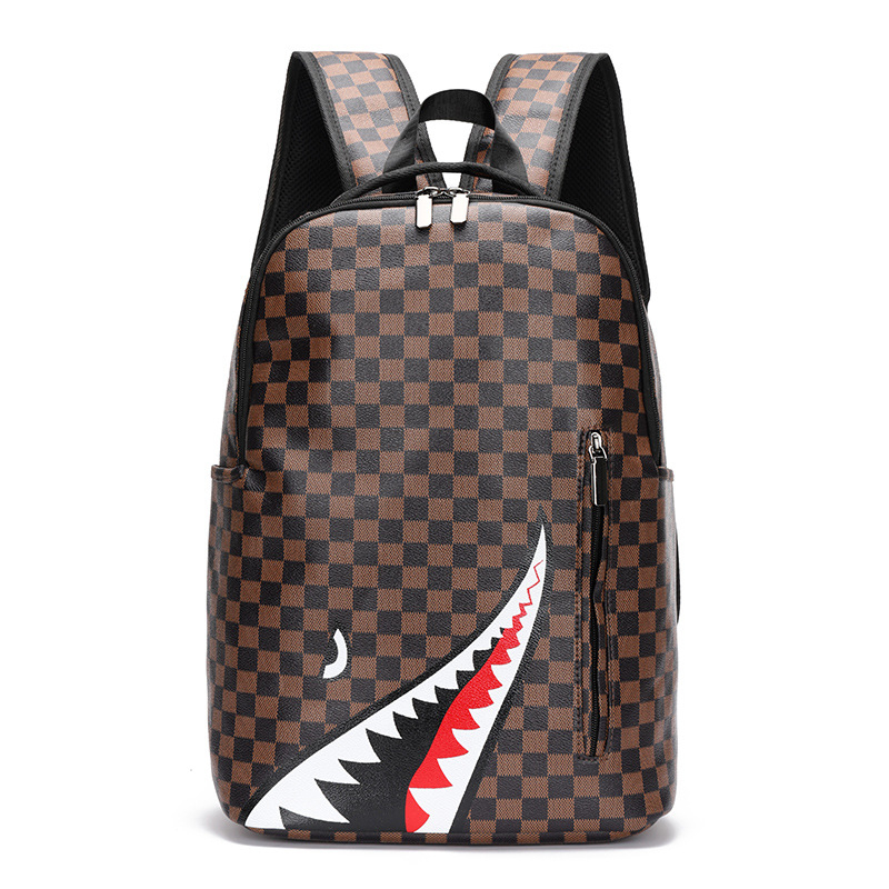 Universali kuprinė su ryklio motyvu, PU medžiaga, vandeniui atspari, talpa 20–35 L, tinka 15 colių nešiojamam, dryžių raštas