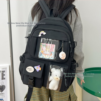 Unisex σχολικό σακίδιο με κορεατικό στυλ, φρέσκος σχεδιασμός, συνθετικό ύφασμα, χωρητικότητα 36–55 L, ιμάντες με αερόσφυξη, επένδυση από νάιλον