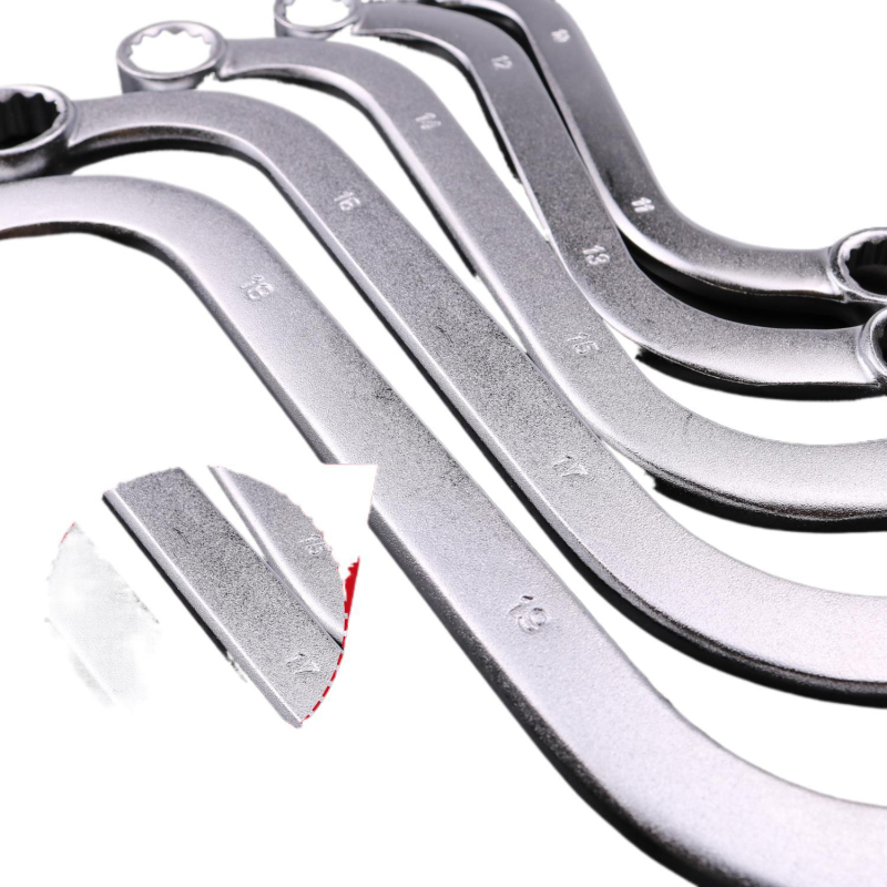 Гаечен ключ Plum Blossom – двустранен, с S/U/C глави, извита дръжка, 5-частен комплект, стомана хром ванадий