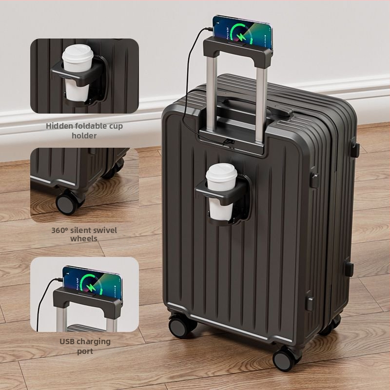 Ταξιδιωτική βαλίτσα ABS+PC, με περιστρεφόμενους τροχούς, φερμουάρ ανοίγματος, για επιχειρηματικά ταξίδια