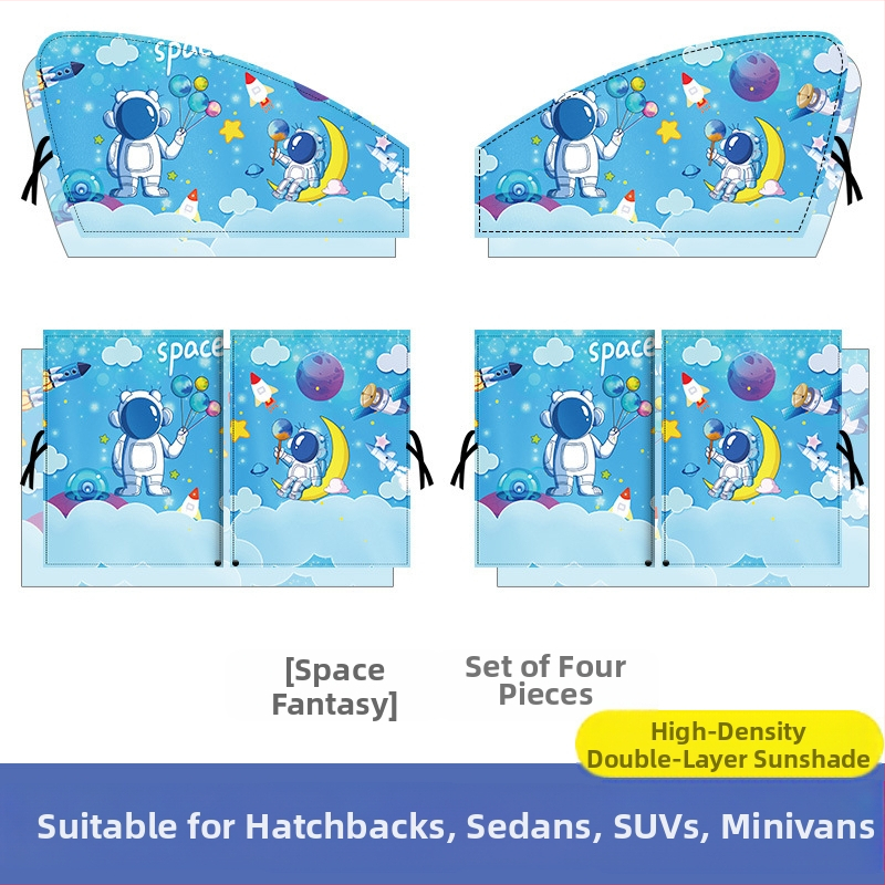 Automobilio saulės skydelio užuolaida, magnetinis prisitraukimas, ištraukiama, sidabrinės juostos, prekės ženklas On the Way.