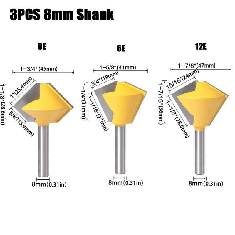 Koka frēze Hibiscus Jincheng — 3 gabalu komplekts, daudzpusīgs dizains, saderīga ar dažādām iekārtām, apstrādā koksu/MDF/sintētiskas plāksnes/laminātu, licencēta privātā zīme