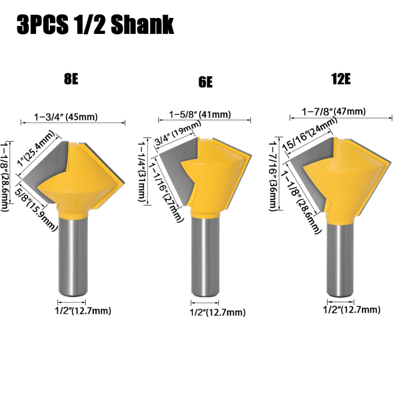 Koka frēze Hibiscus Jincheng — 3 gabalu komplekts, daudzpusīgs dizains, saderīga ar dažādām iekārtām, apstrādā koksu/MDF/sintētiskas plāksnes/laminātu, licencēta privātā zīme