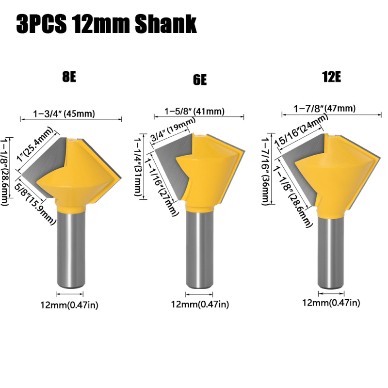 Koka frēze Hibiscus Jincheng — 3 gabalu komplekts, daudzpusīgs dizains, saderīga ar dažādām iekārtām, apstrādā koksu/MDF/sintētiskas plāksnes/laminātu, licencēta privātā zīme
