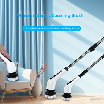 Ηλεκτρική βούρτσα καθαρισμού WZ, φορητή, ασύρματη φόρτιση, πολυλειτουργική με μακριά και κοντή κεφαλή για δάπεδα, ABS+φλάνελ