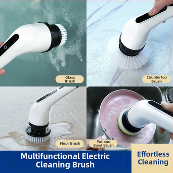 Ηλεκτρική βούρτσα καθαρισμού WZ, φορητή, ασύρματη φόρτιση, πολυλειτουργική με μακριά και κοντή κεφαλή για δάπεδα, ABS+φλάνελ