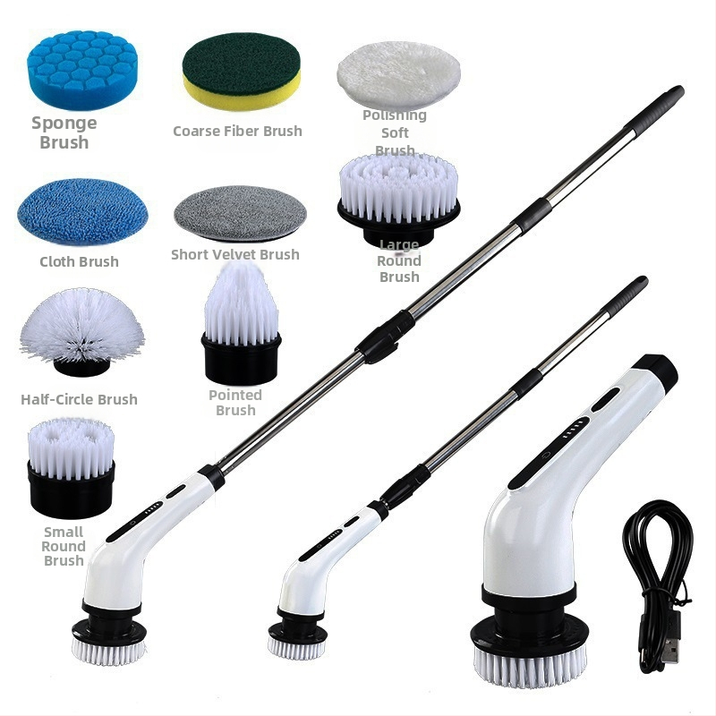 Ηλεκτρική βούρτσα καθαρισμού WZ, φορητή, ασύρματη φόρτιση, πολυλειτουργική με μακριά και κοντή κεφαλή για δάπεδα, ABS+φλάνελ