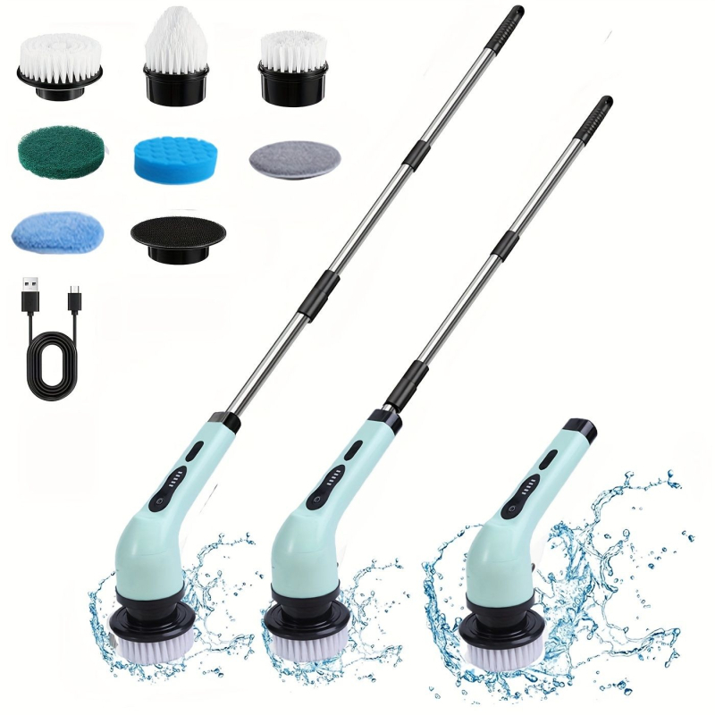 Ηλεκτρική βούρτσα καθαρισμού WZ, φορητή, ασύρματη φόρτιση, πολυλειτουργική με μακριά και κοντή κεφαλή για δάπεδα, ABS+φλάνελ