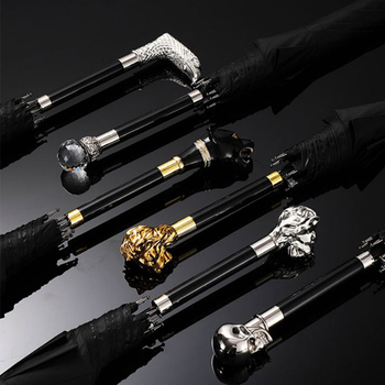 Чадър с дълга дръжка, ретро стил, 8-ребрен дизайн, автоматично отваряне, плат 210T, влакнести ребра, възможност за печат на лого