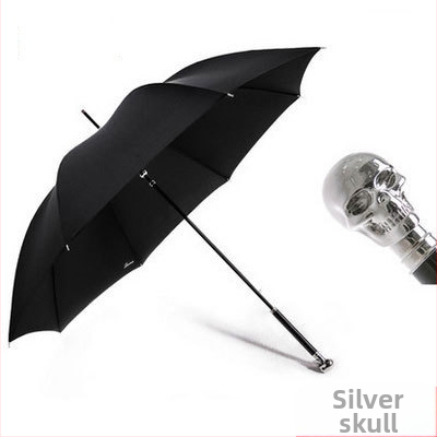 Чадър с дълга дръжка, ретро стил, 8-ребрен дизайн, автоматично отваряне, плат 210T, влакнести ребра, възможност за печат на лого