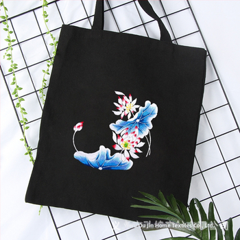 Комплект за sashiko бродерия – чанта от памучна канва, модел цветя, комплект за кръстат бродерия, тип бродерия: други