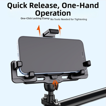 Държач за телефон за мотоциклет и електрически велосипед – удароустойчив, анти-вибрационен, с найлонова и метална конструкция за навигация