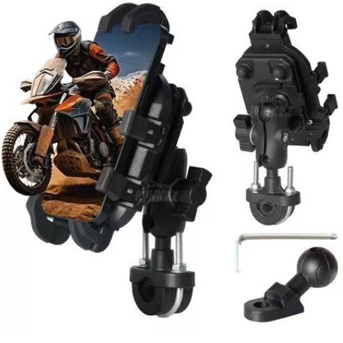 Držiak na telefón na motocykel a elektrické bicykle – proti otrasom, odolný, konštrukcia z nylonu a kovu, stabilná navigácia