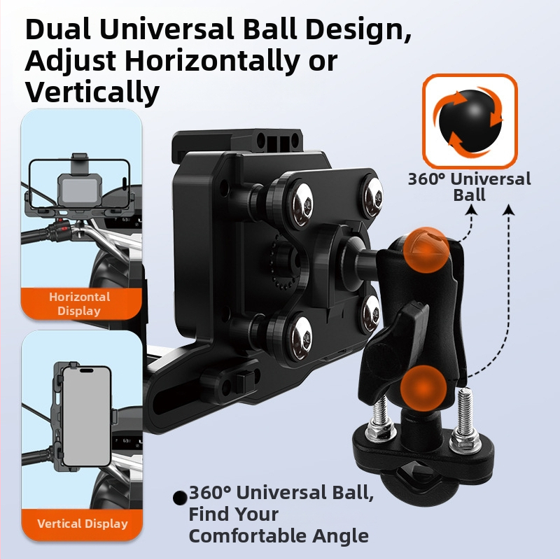 Držiak na telefón na motocykel a elektrické bicykle – proti otrasom, odolný, konštrukcia z nylonu a kovu, stabilná navigácia