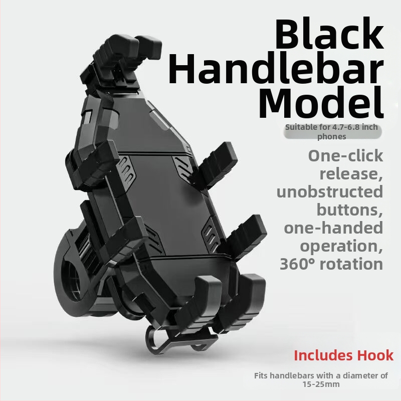 Držiak na telefón na motocykel a elektrické bicykle – proti otrasom, odolný, konštrukcia z nylonu a kovu, stabilná navigácia